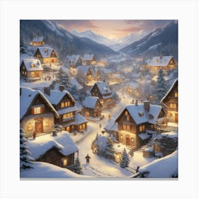 Village At Night Art Print Canvas Print