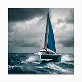 Catamaran Sailing In Rough Seas Canvas Print