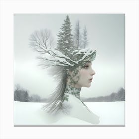 Woman In The Snow Canvas Print