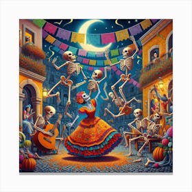 Inspired by Frida Kahlo El Baile de los Huesos (The Dance of Bones) 3 Canvas Print