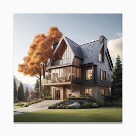 Modern House In The Countryside Canvas Print