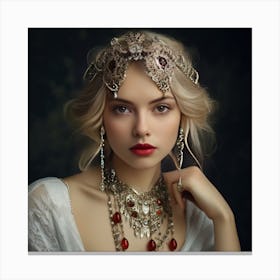  Very Nice Lady Wearing A Jewelry Canvas Print