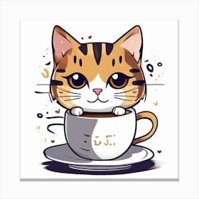 cute amine Cat In A Cup Canvas Print