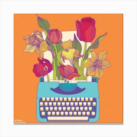 Flowering Words Square Canvas Print