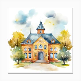 Watercolor Of A Church Canvas Print