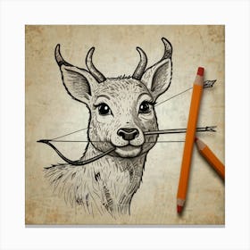 Deer With Bow And Arrow 6 Canvas Print