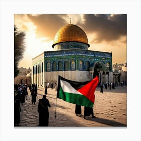 Al Aqsa Fateh Muslims Are Happy Palestine Flag Canvas Print