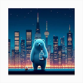 Bear In The City 1 Canvas Print