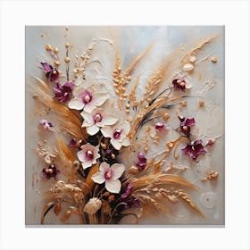 Pattern with Wheat Orchid flowers 1 Canvas Print