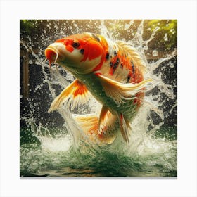 Koi Fish Jumping 3 Canvas Print