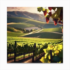 Vineyard Field At Sunset Canvas Print