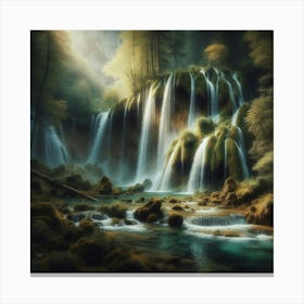 Waterfall In The Forest 93 Toile