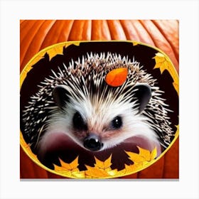 Hedgehog In A Pumpkin Canvas Print