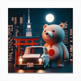 Teddy Bear In Tokyo 1 Canvas Print