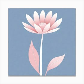 A White And Pink Flower In Minimalist Style Square Composition 471 Canvas Print