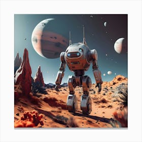 Robot In Space Canvas Print