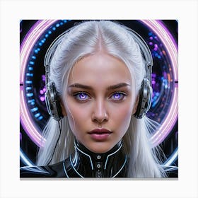 Futuristic Girl With Headphones Canvas Print