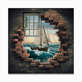 Sailboat Through The Window Canvas Print