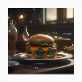 Burger On A Plate 107 Canvas Print