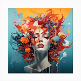 Woman With Colorful Hair 1 Canvas Print