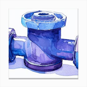 Watercolor Illustration Of A Blue Pipe Canvas Print