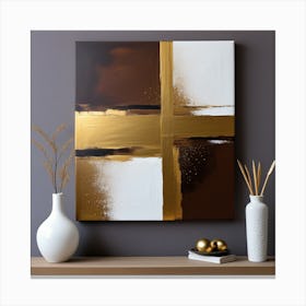 Cuadro Abstracto Tema Marron Dorado Canvas Print