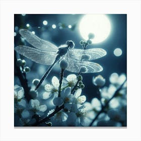 Dragonfly In The Moonlight 2 Canvas Print