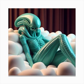 Alien Relaxing In Cloud Sofa Canvas Print