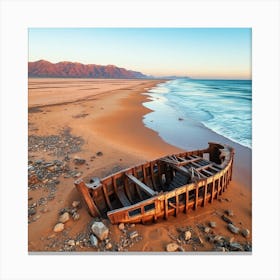 Abandoned Ship On The Beach 1 Canvas Print