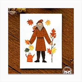 A Seasonal Autumn Greeting Card Joyfully Featuring A Cheerful Pilgrim Adorned In The Traditional Br (3) 1 Canvas Print