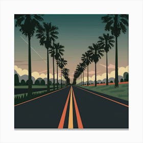 Palm Trees On The Road 1 Canvas Print