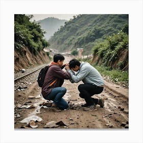 A Person Help Another Person Life Style Photography Canvas Print