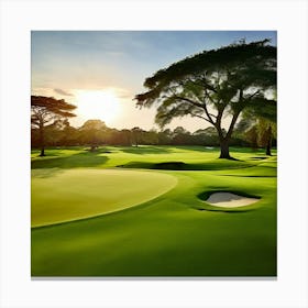 Golf Course At Sunset 1 Canvas Print