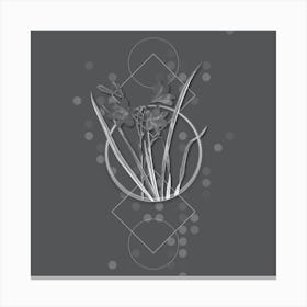 Vintage Daylily Botanical with Line Motif and Dot Pattern in Ghost Gray Canvas Print