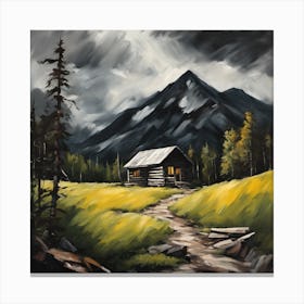 716199 Acrylic Painting Of A Mountain Landscape, With A S Xl 1024 V1 0 Canvas Print