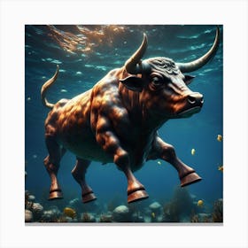 Bull In The Sea Canvas Print