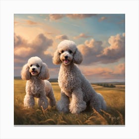 Two Poodles love In A Field Canvas Print