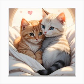 Cute love cats Canvas Print