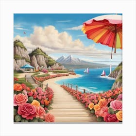 Roses On The Beach 7 Canvas Print