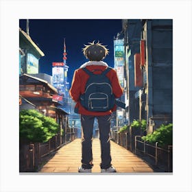 Anime Character In The City Canvas Print