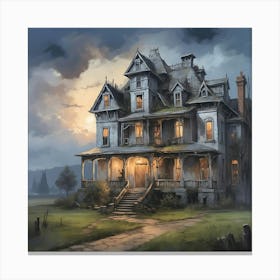 Haunted House Painting Canvas Print