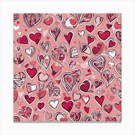 Hearts On A Pink Background Canvas Print