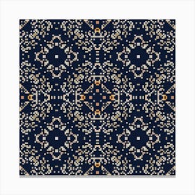 Seamless Pattern On A Blue Background Canvas Print