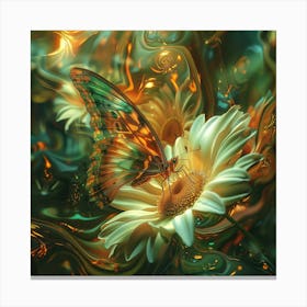 Butterfly On A Flower 3 Canvas Print