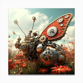 Artjuicebycsaba Cyborg Steampunk Butterflies And Ladybugs Over 6 Canvas Print