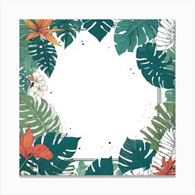 Tropical Leaves Frame 1 Canvas Print
