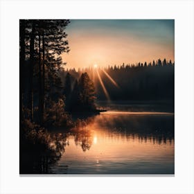 Sunrise Over Lake Canvas Print