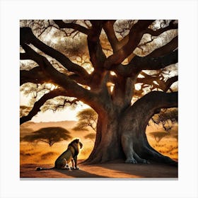 Lion Under The Tree 23 Canvas Print