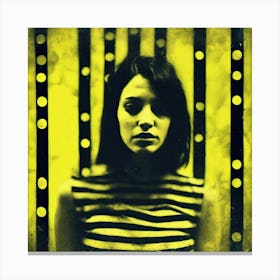 Yellow & Black Grungy Portrait of Woman Canvas Print