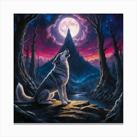 A Majestic Wolflike Dog With A Sleek Gray Canvas Print